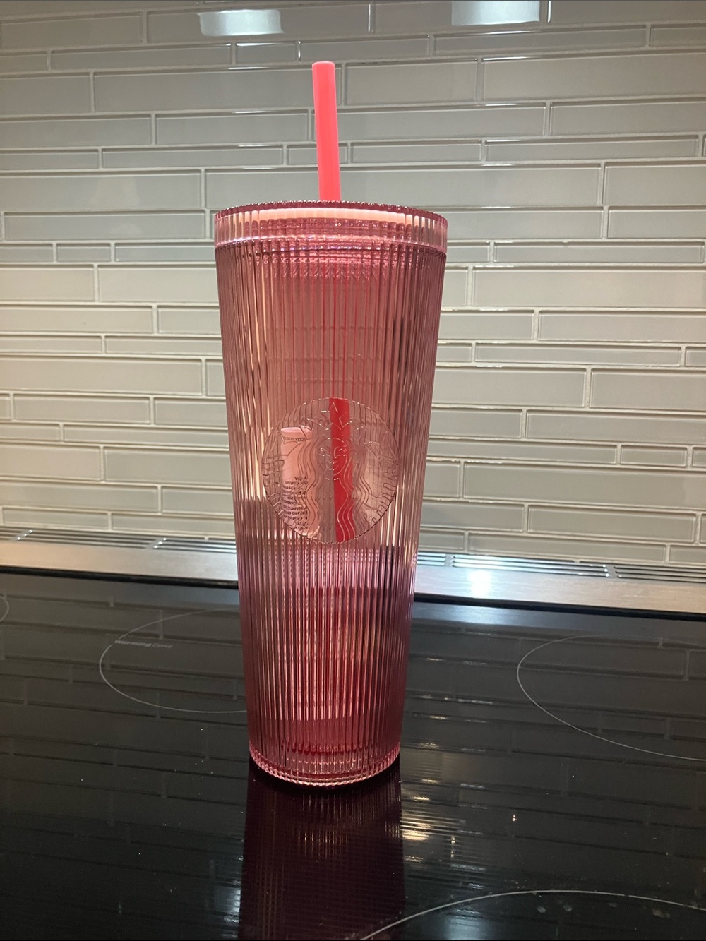 Starbucks Pink Ribbed Cold Cup with Matching Straw summer 2025 NWT